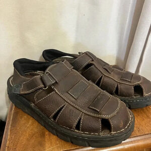 Thom Mcan Mens Sandals Size 12 Brown Leather Strap Fisherman Slingback Shoe Wide